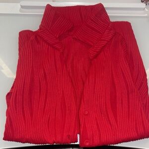 SHEIN Vibrant Red Ribbed Cardigan